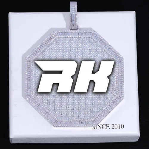 CUSTOM LETTER NECKLACE 3D BIG OCTAGON sold by The GUU Shop