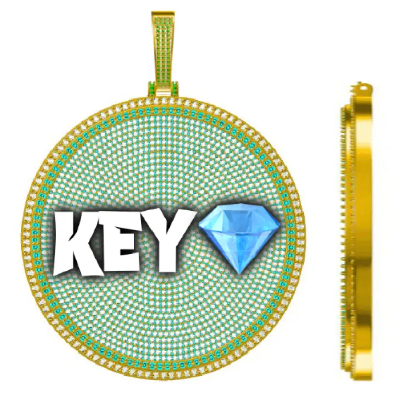 CUSTOM LETTER NECKLACE 3D BIG DISC sold by The GUU Shop