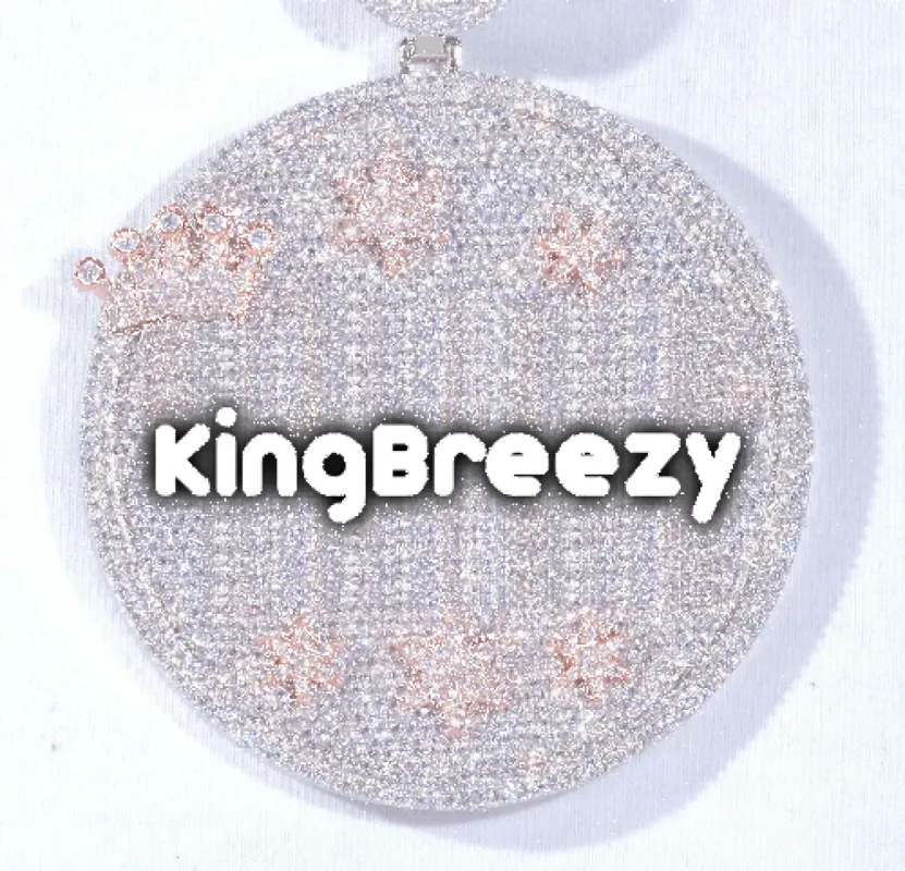 CUSTOM LETTER NECKLACE 3D BIG CROWN DISC sold by The GUU Shop