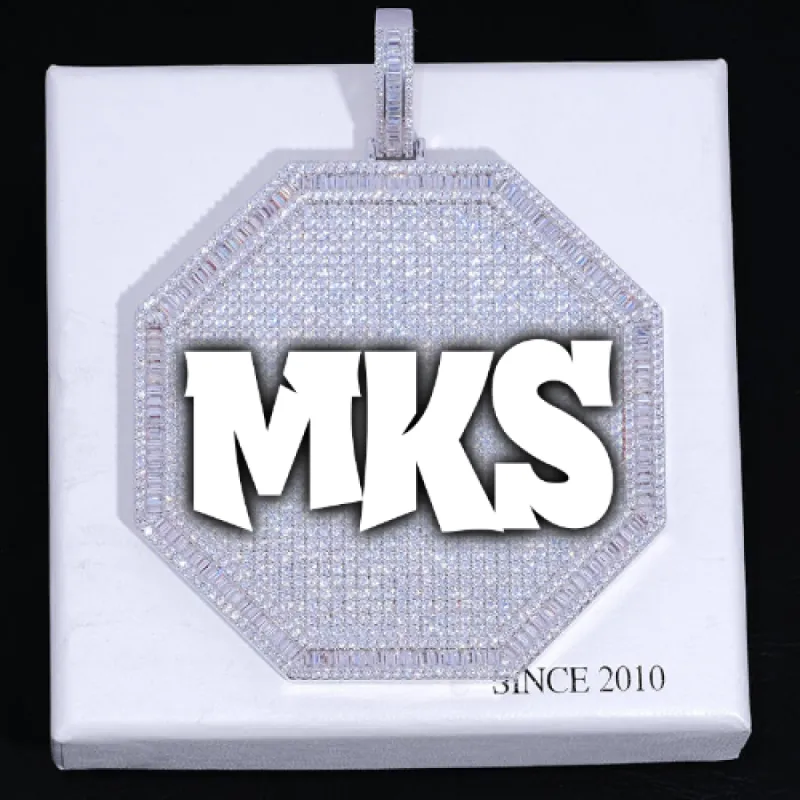 CUSTOM LETTER NECKLACE 3D BIG OCTAGON sold by The GUU Shop