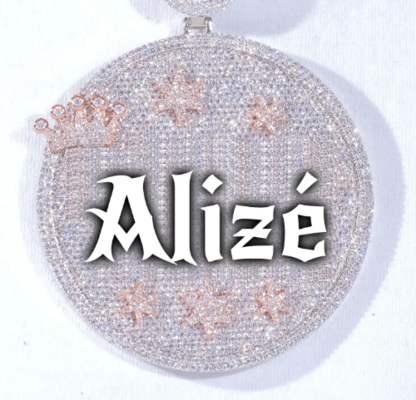 CUSTOM LETTER NECKLACE 3D BIG CROWN DISC sold by The GUU Shop