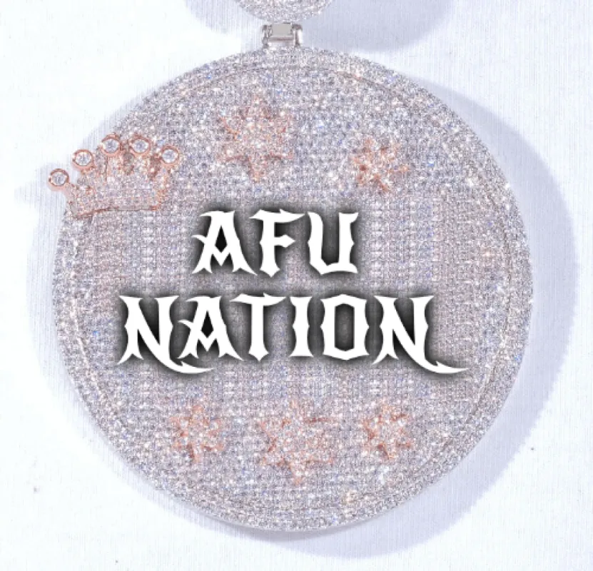 CUSTOM LETTER NECKLACE 3D BIG CROWN DISC sold by The GUU Shop