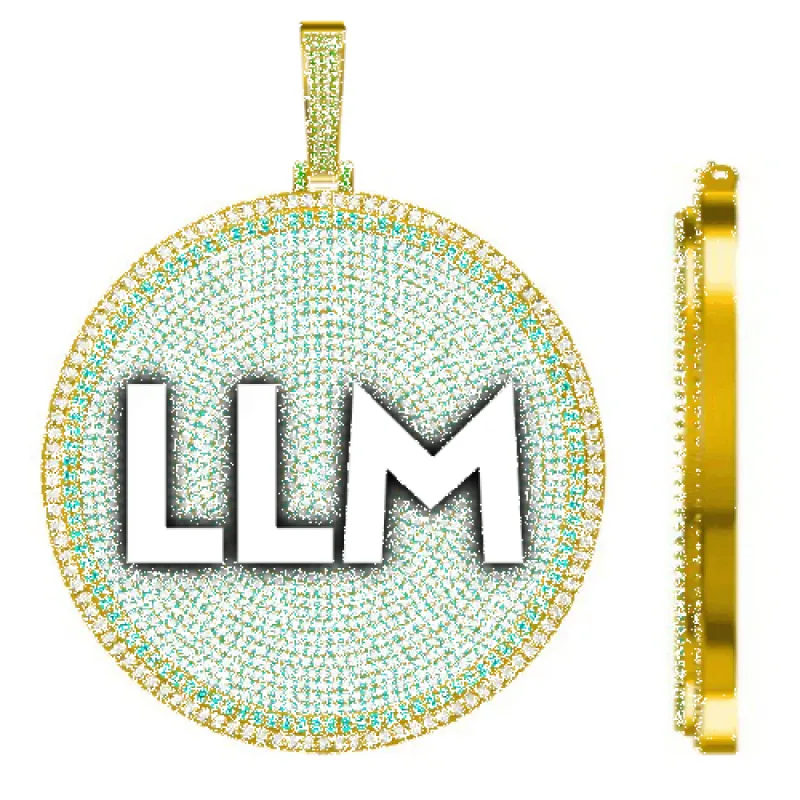 CUSTOM LETTER NECKLACE 3D BIG DISC sold by The GUU Shop