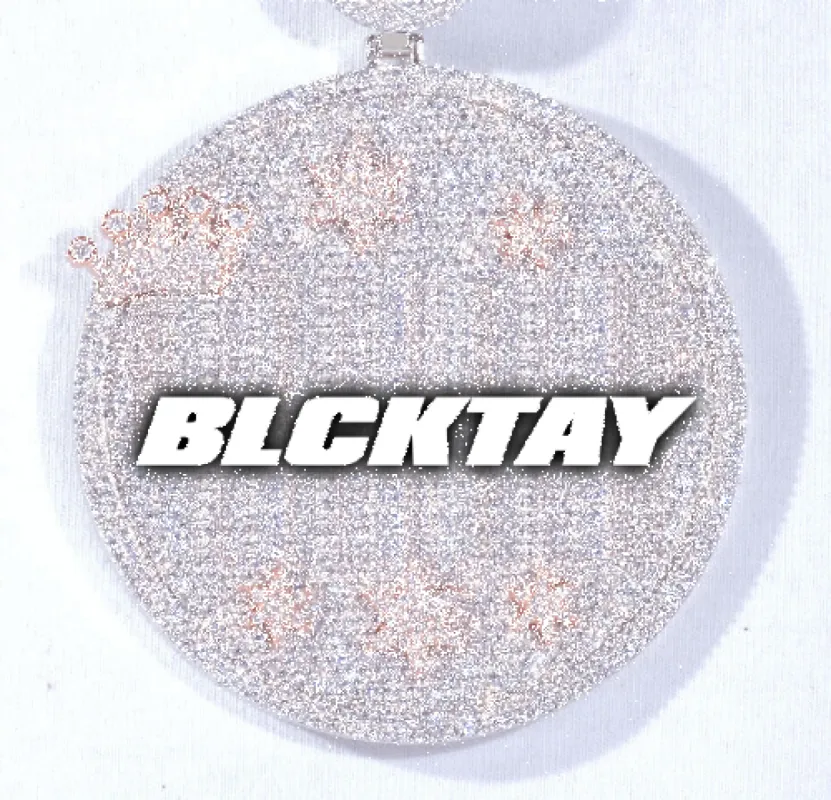 CUSTOM LETTER NECKLACE 3D BIG CROWN DISC sold by The GUU Shop