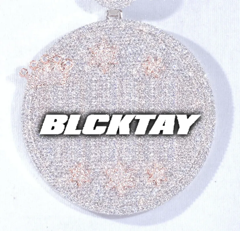 CUSTOM LETTER NECKLACE 3D BIG CROWN DISC sold by The GUU Shop