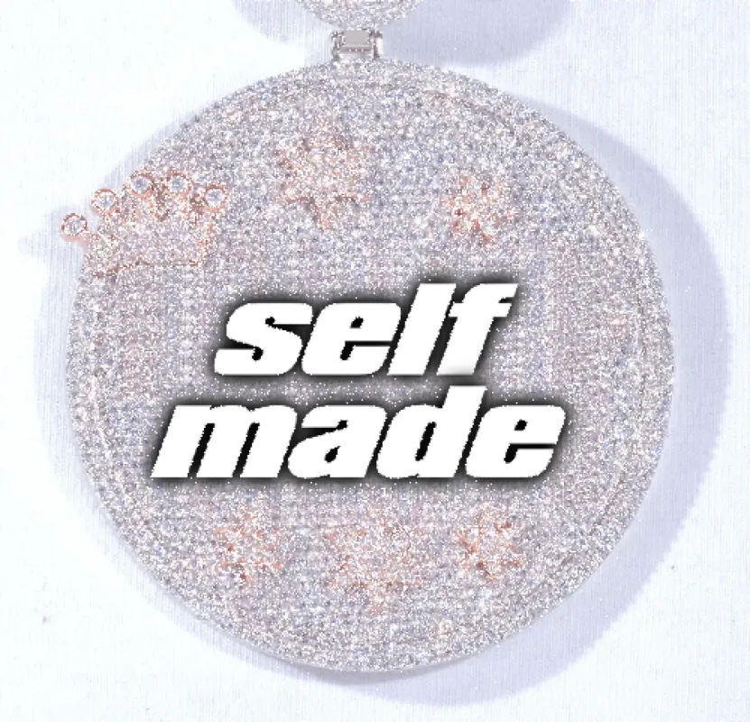 CUSTOM LETTER NECKLACE 3D BIG CROWN DISC sold by The GUU Shop