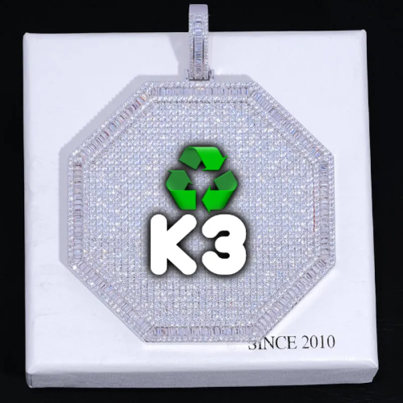 CUSTOM LETTER NECKLACE 3D BIG OCTAGON sold by The GUU Shop