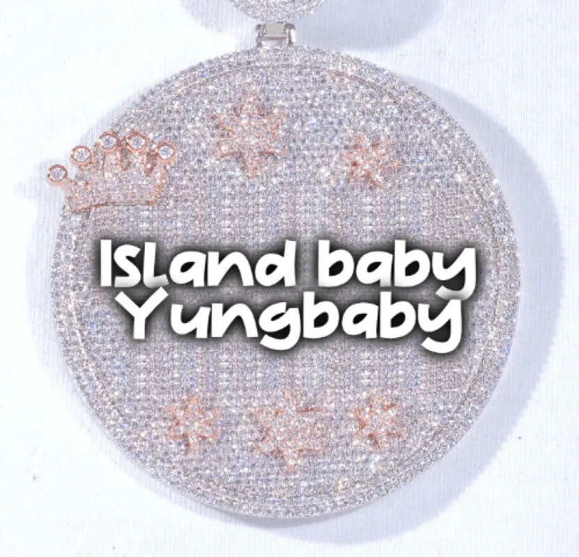 CUSTOM LETTER NECKLACE 3D BIG CROWN DISC sold by The GUU Shop