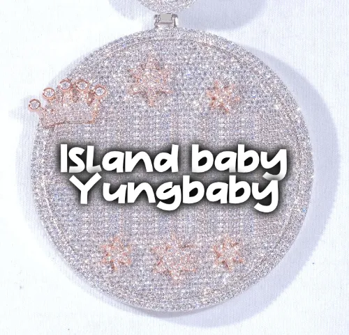 CUSTOM LETTER NECKLACE 3D BIG CROWN DISC sold by The GUU Shop