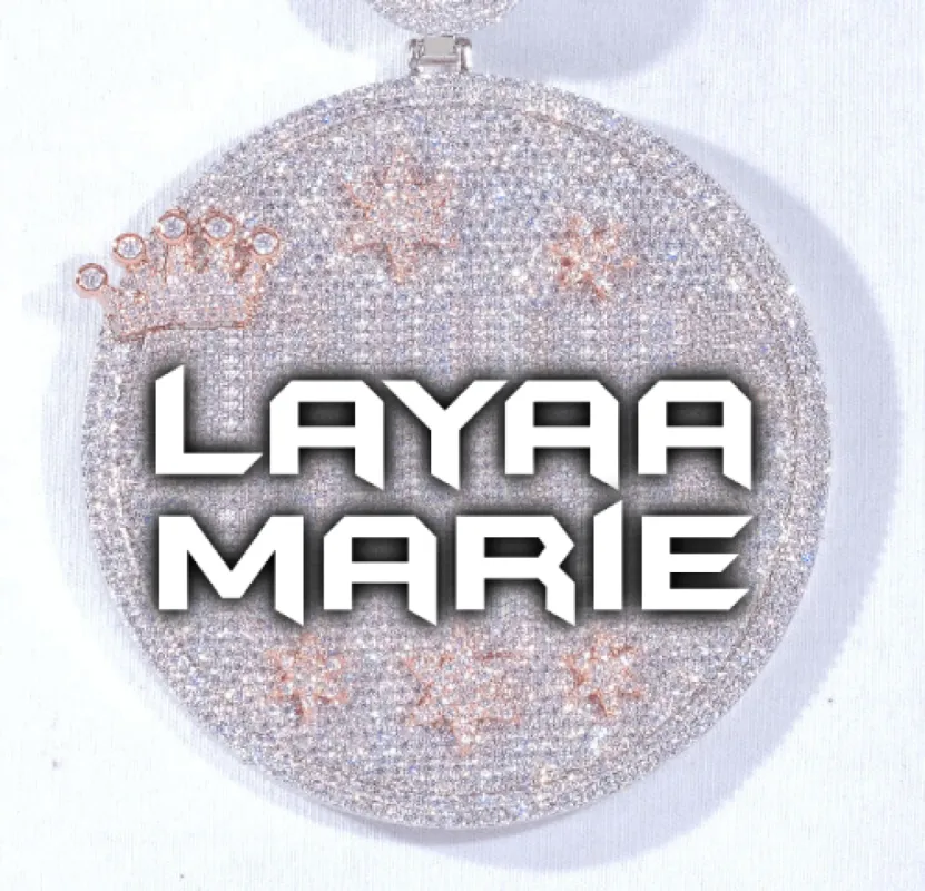 CUSTOM LETTER NECKLACE 3D BIG CROWN DISC sold by The GUU Shop