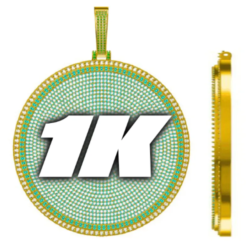 CUSTOM LETTER NECKLACE 3D BIG DISC sold by The GUU Shop