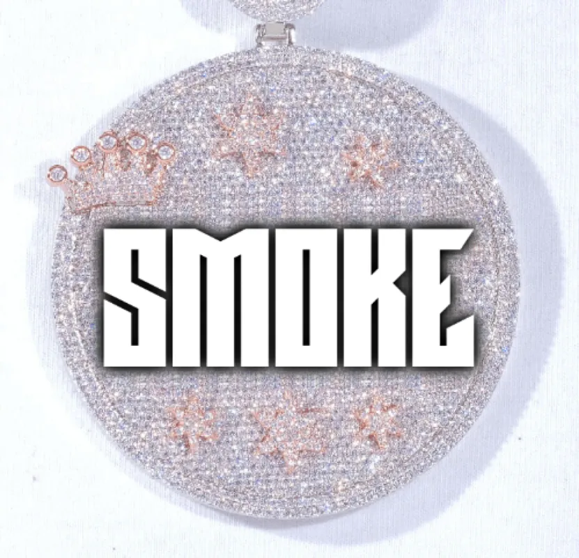 CUSTOM LETTER NECKLACE 3D BIG CROWN DISC sold by The GUU Shop