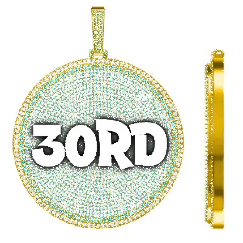 CUSTOM LETTER NECKLACE 3D BIG DISC sold by The GUU Shop