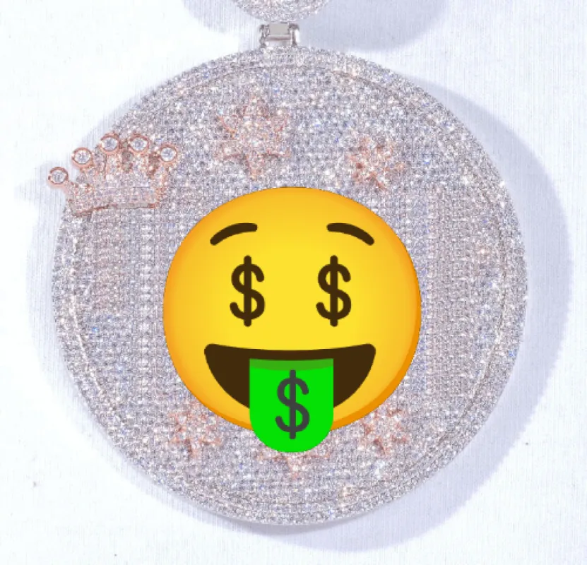 CUSTOM LETTER NECKLACE 3D BIG CROWN DISC sold by The GUU Shop