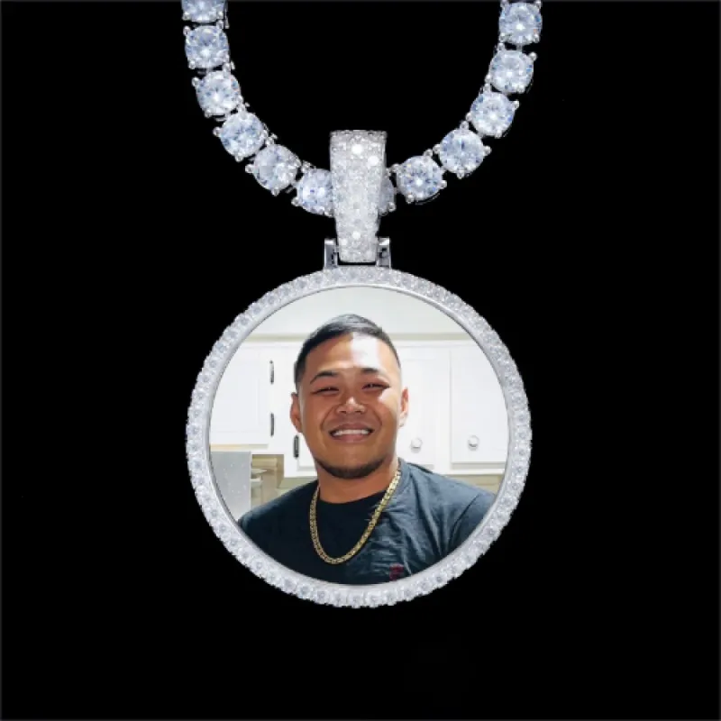 925S & VVS Moissanite 3D Circle Custom Picture Pendant sold by The GUU Shop