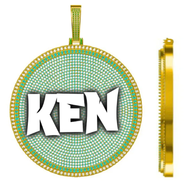 CUSTOM LETTER NECKLACE 3D BIG DISC sold by The GUU Shop