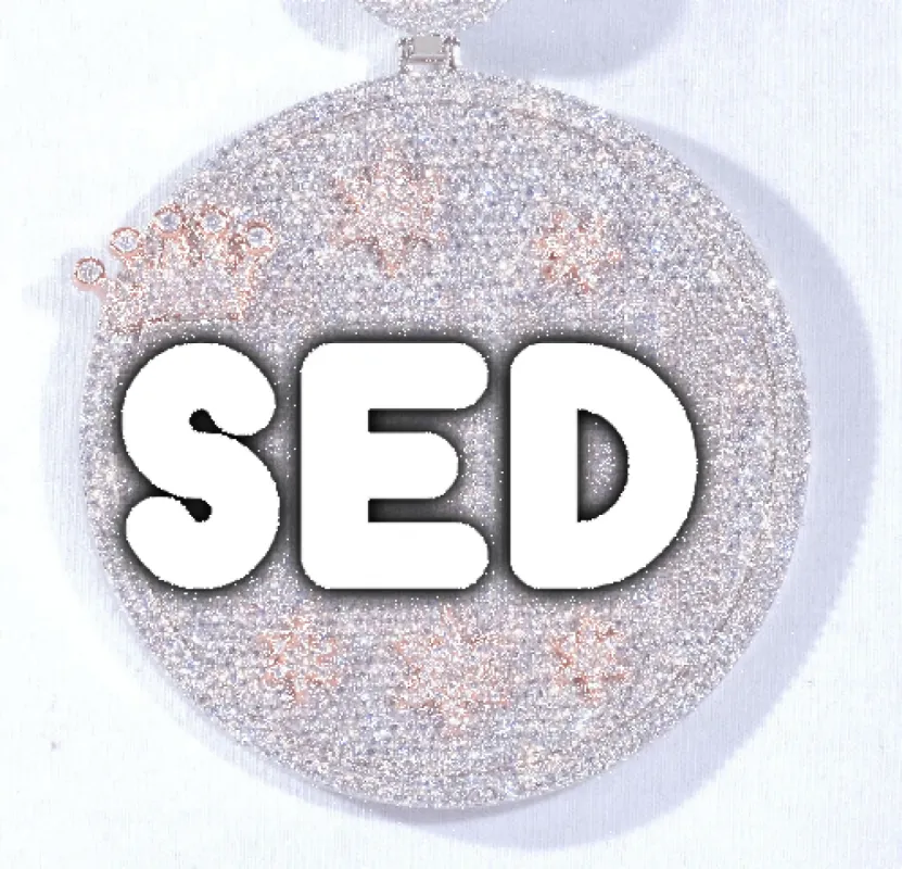 CUSTOM LETTER NECKLACE 3D BIG CROWN DISC sold by The GUU Shop