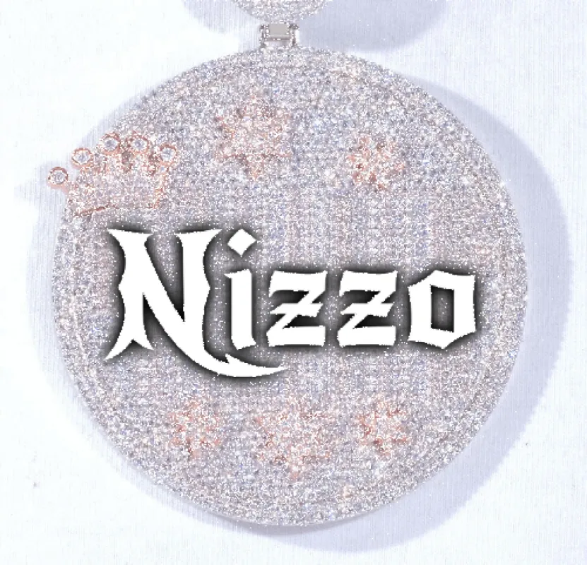 CUSTOM LETTER NECKLACE 3D BIG CROWN DISC sold by The GUU Shop