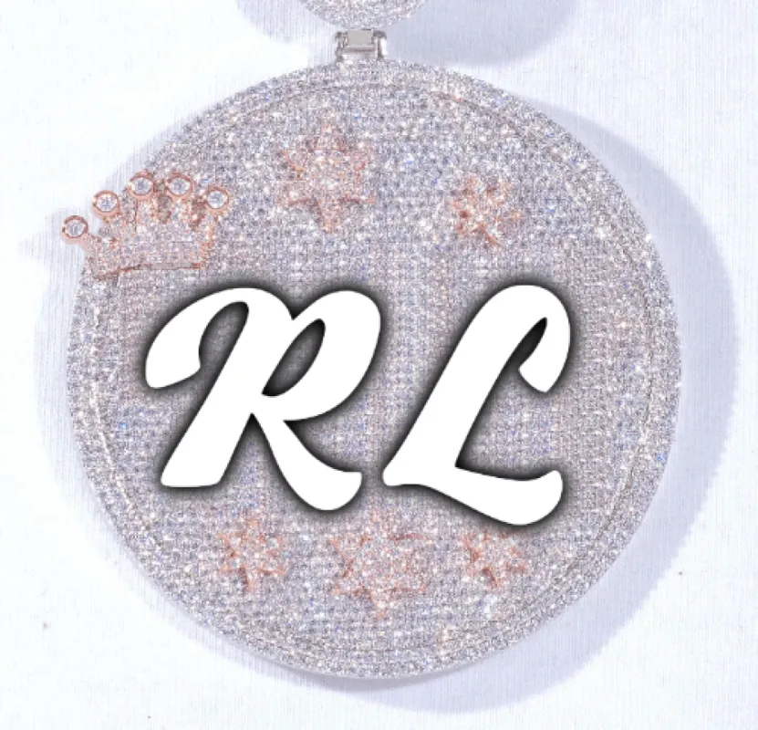 CUSTOM LETTER NECKLACE 3D BIG CROWN DISC sold by The GUU Shop