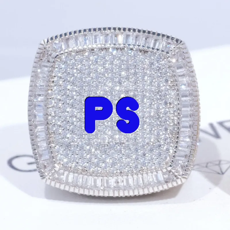 CUSTOM LETTER 3D ICED RING sold by The GUU Shop