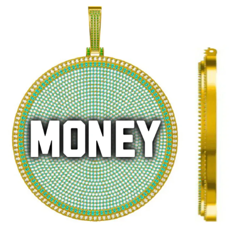 CUSTOM LETTER NECKLACE 3D BIG DISC sold by The GUU Shop