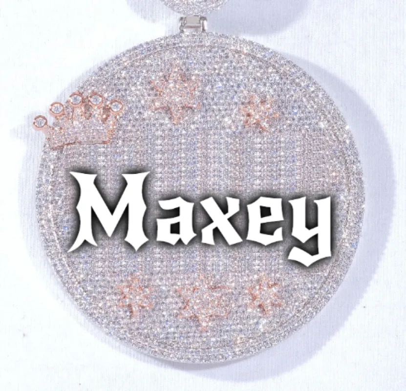 CUSTOM LETTER NECKLACE 3D BIG CROWN DISC sold by The GUU Shop