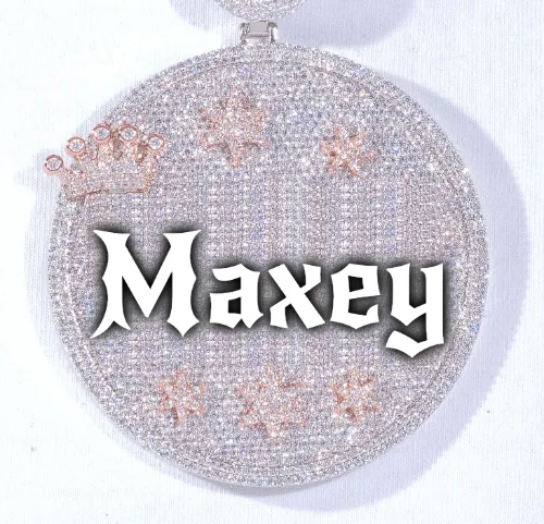 CUSTOM LETTER NECKLACE 3D BIG CROWN DISC sold by The GUU Shop