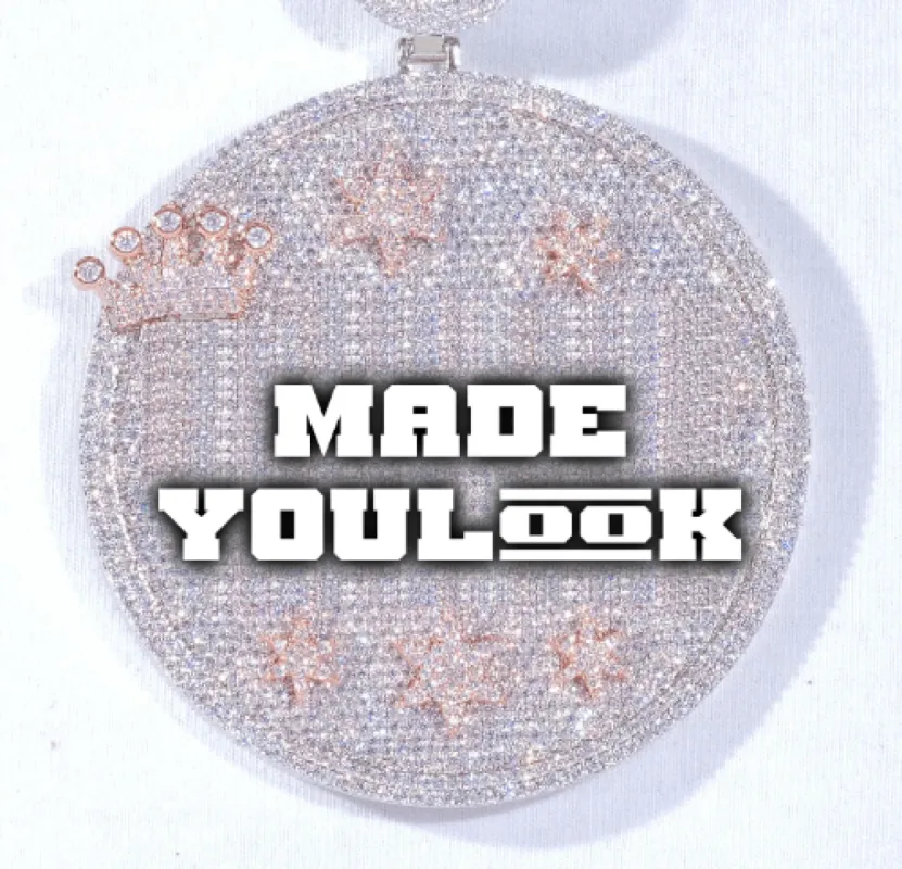 CUSTOM LETTER NECKLACE 3D BIG CROWN DISC sold by The GUU Shop