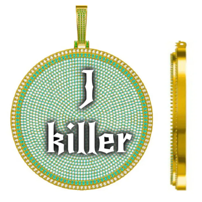 CUSTOM LETTER NECKLACE 3D BIG DISC sold by The GUU Shop