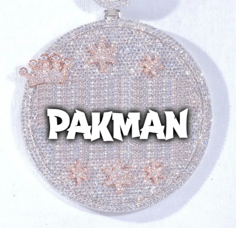 CUSTOM LETTER NECKLACE 3D BIG CROWN DISC sold by The GUU Shop