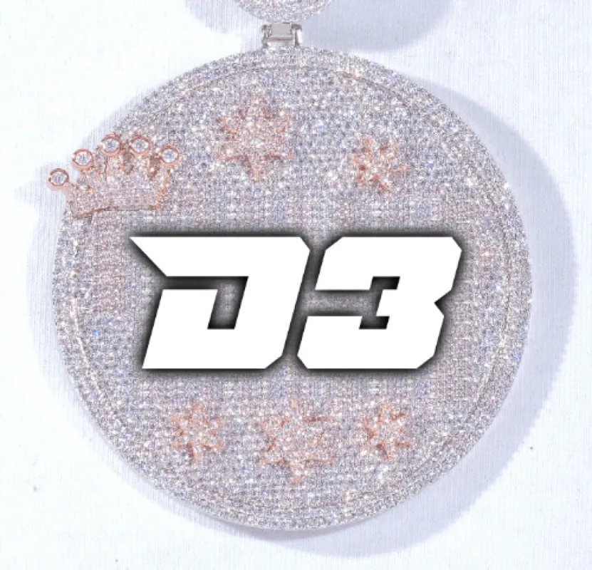 CUSTOM LETTER NECKLACE 3D BIG CROWN DISC sold by The GUU Shop