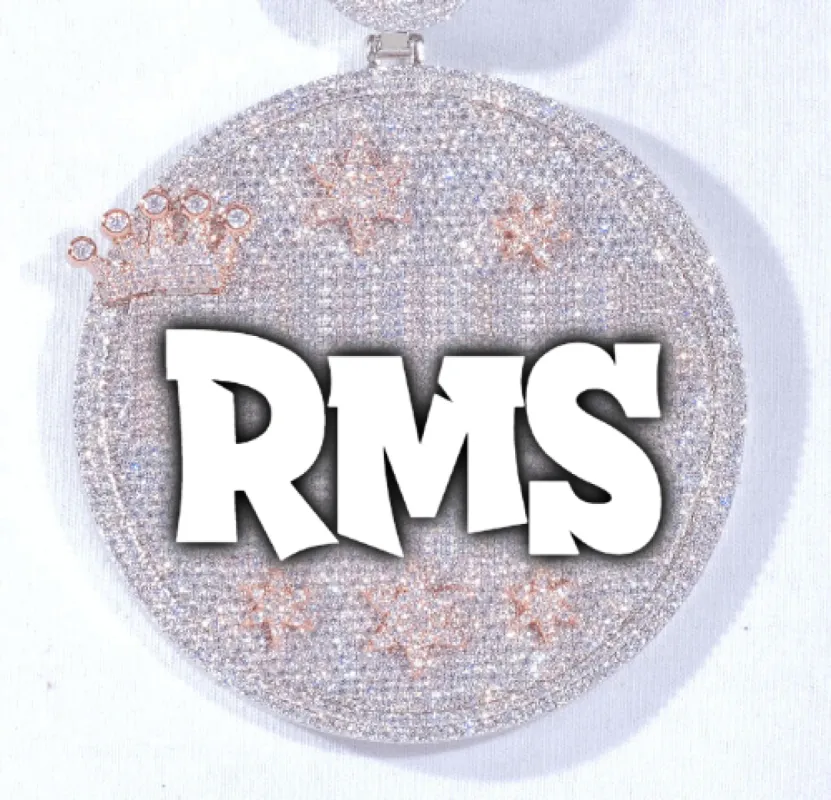 CUSTOM LETTER NECKLACE 3D BIG CROWN DISC sold by The GUU Shop