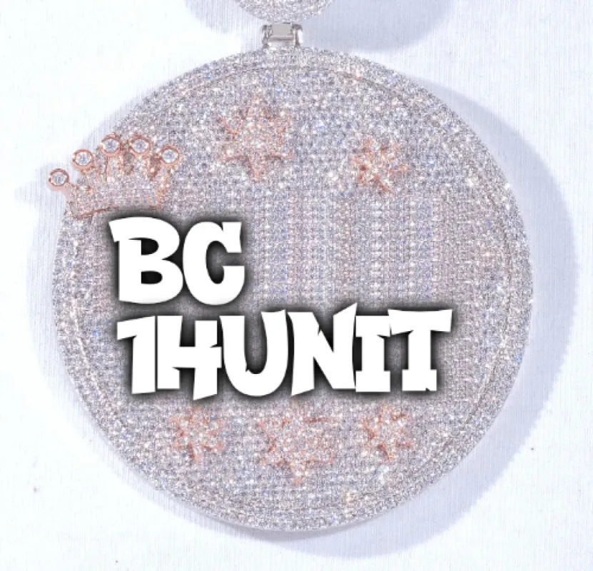 CUSTOM LETTER NECKLACE 3D BIG CROWN DISC sold by The GUU Shop