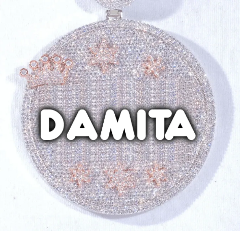 CUSTOM LETTER NECKLACE 3D BIG CROWN DISC sold by The GUU Shop