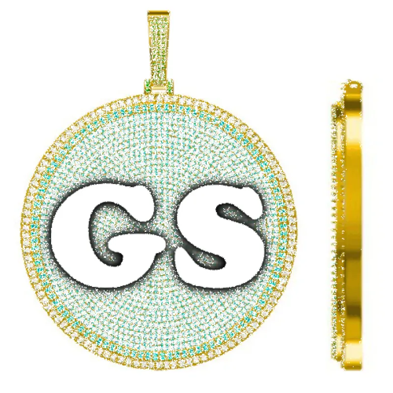 CUSTOM LETTER NECKLACE 3D BIG DISC sold by The GUU Shop