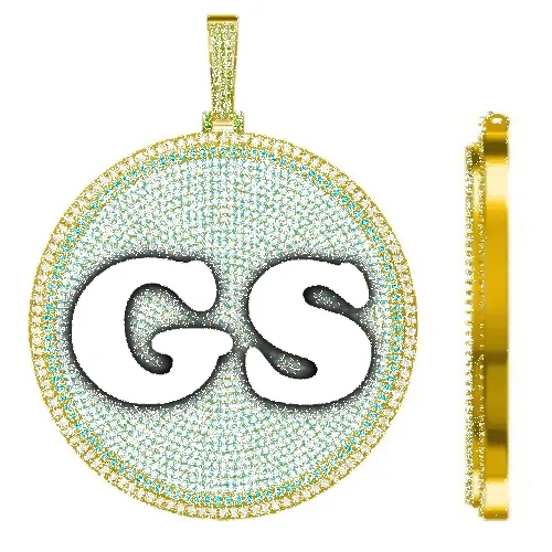 CUSTOM LETTER NECKLACE 3D BIG DISC sold by The GUU Shop