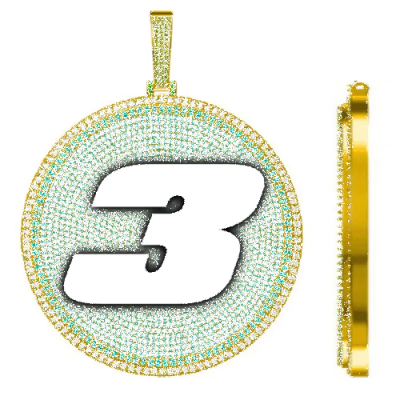 CUSTOM LETTER NECKLACE 3D BIG DISC sold by The GUU Shop