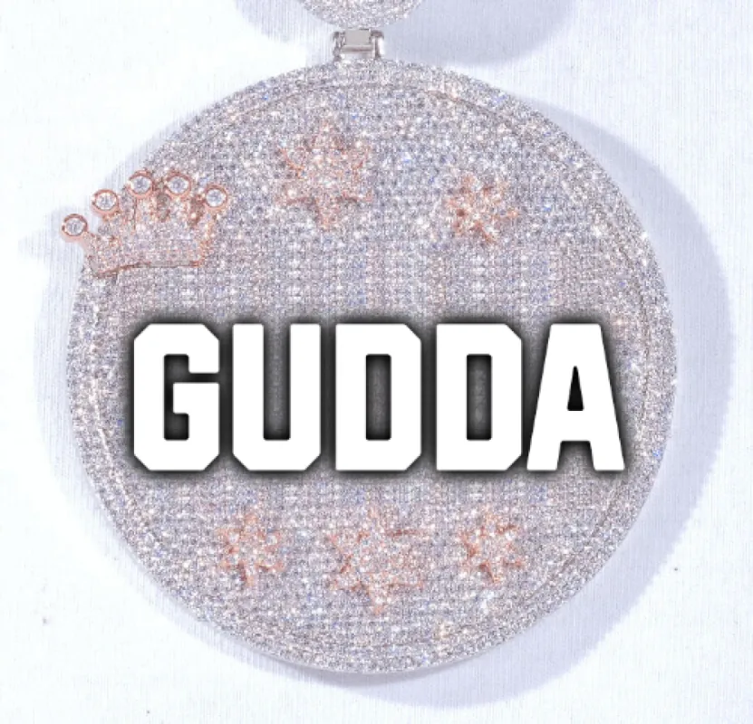 CUSTOM LETTER NECKLACE 3D BIG CROWN DISC sold by The GUU Shop