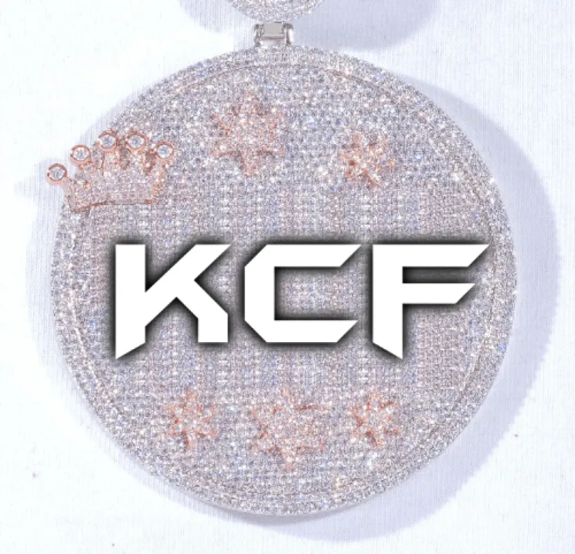 CUSTOM LETTER NECKLACE 3D BIG CROWN DISC sold by The GUU Shop