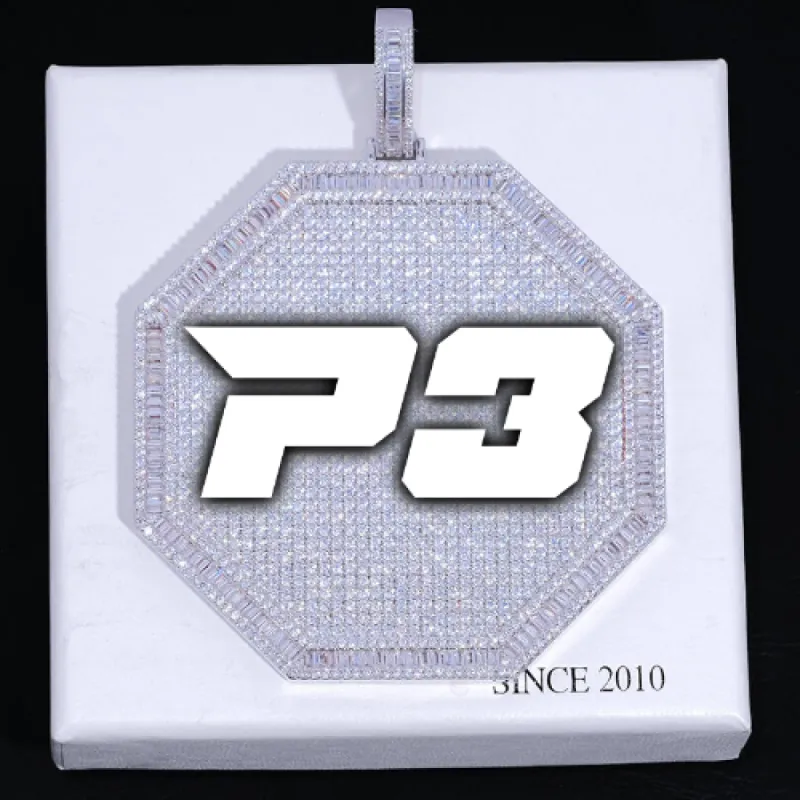 CUSTOM LETTER NECKLACE 3D BIG OCTAGON sold by The GUU Shop