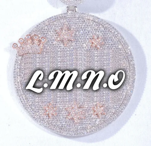 CUSTOM LETTER NECKLACE 3D BIG CROWN DISC sold by The GUU Shop