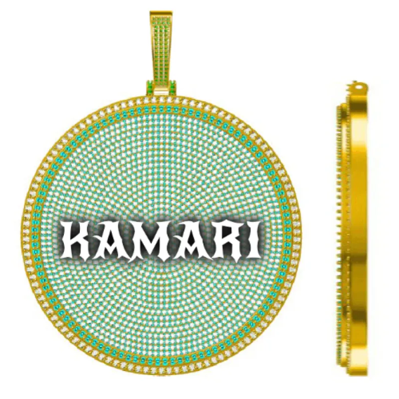 CUSTOM LETTER NECKLACE 3D BIG DISC sold by The GUU Shop