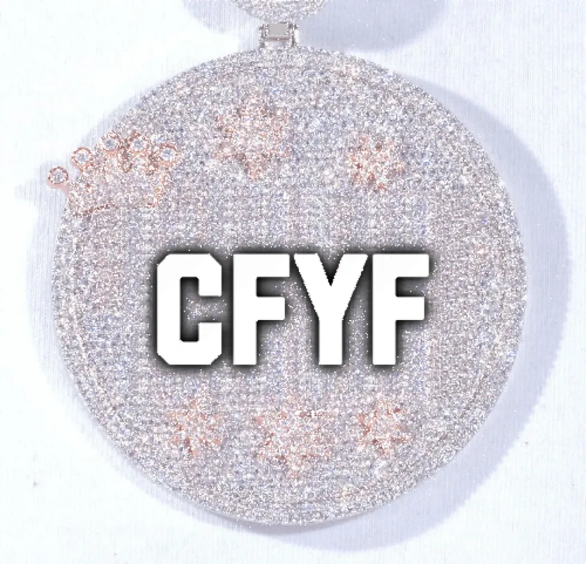 CUSTOM LETTER NECKLACE 3D BIG CROWN DISC sold by The GUU Shop