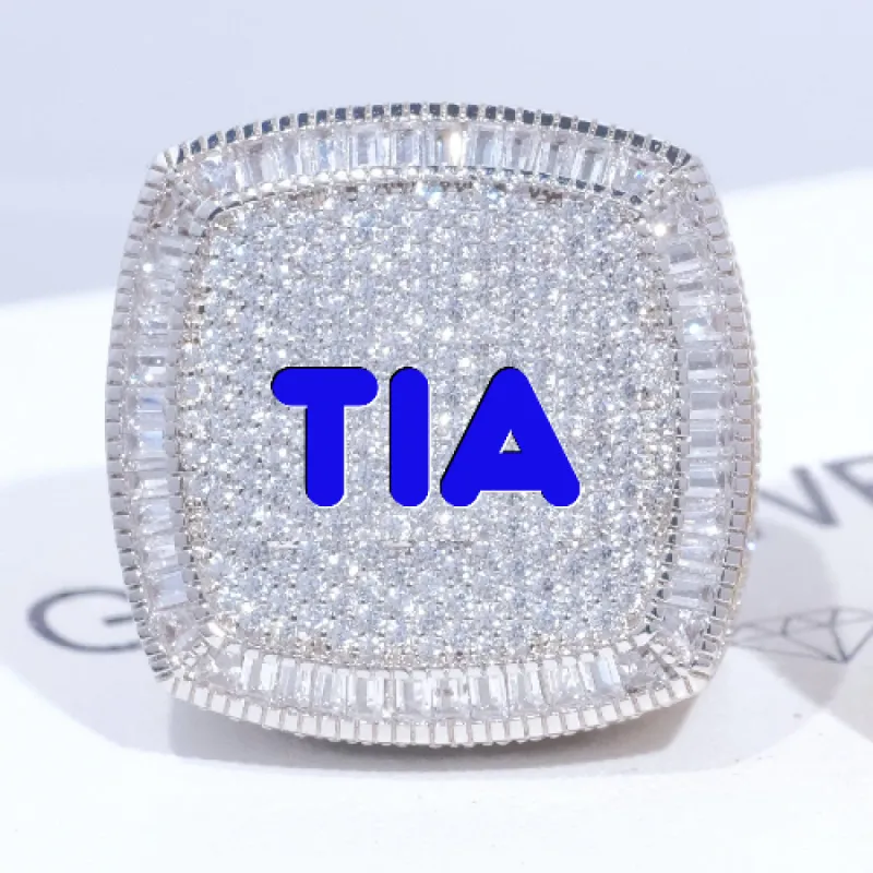 CUSTOM LETTER 3D ICED RING sold by The GUU Shop