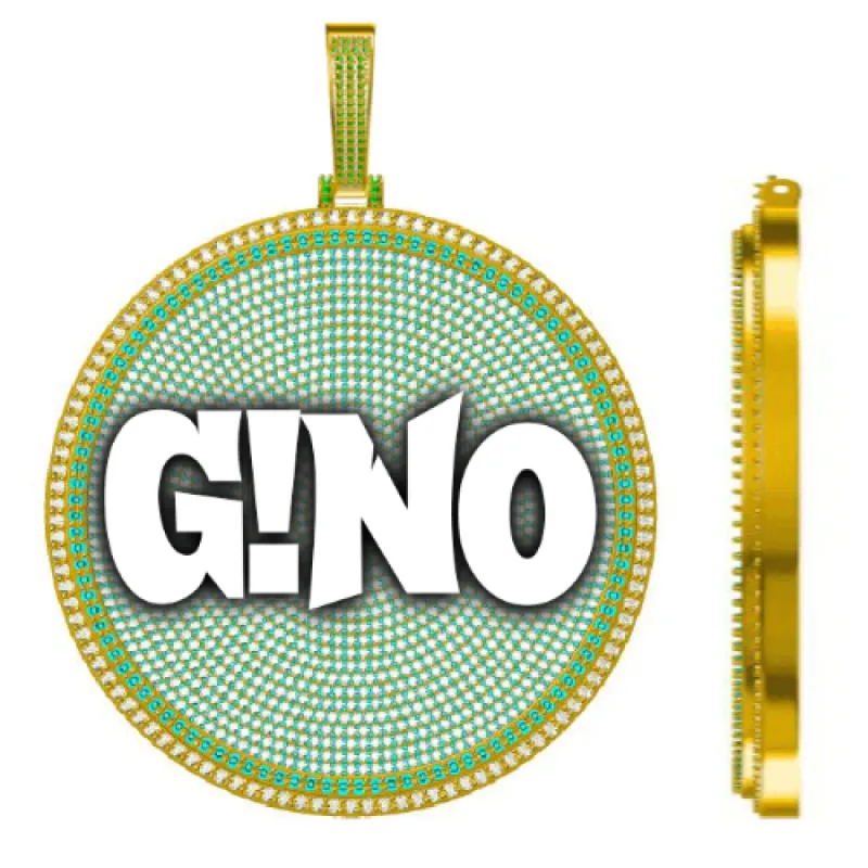 CUSTOM LETTER NECKLACE 3D BIG DISC sold by The GUU Shop