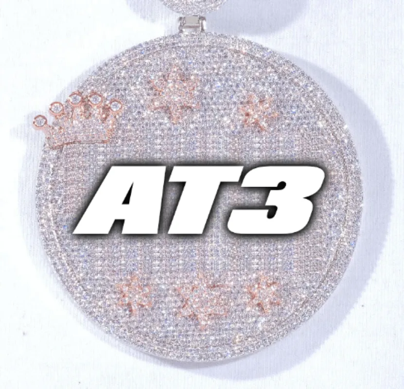 CUSTOM LETTER NECKLACE 3D BIG CROWN DISC sold by The GUU Shop