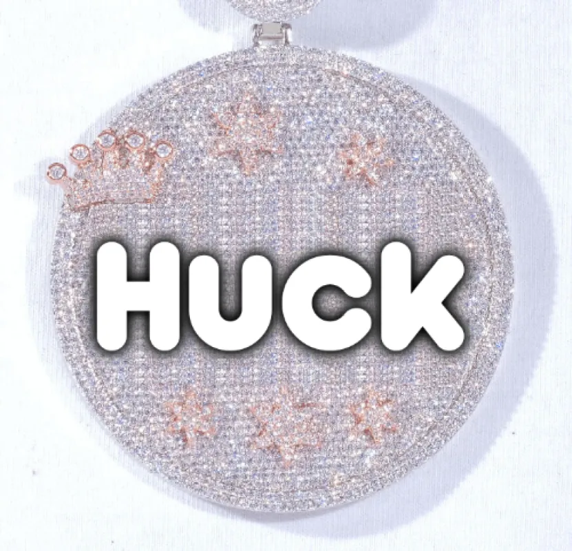 CUSTOM LETTER NECKLACE 3D BIG CROWN DISC sold by The GUU Shop