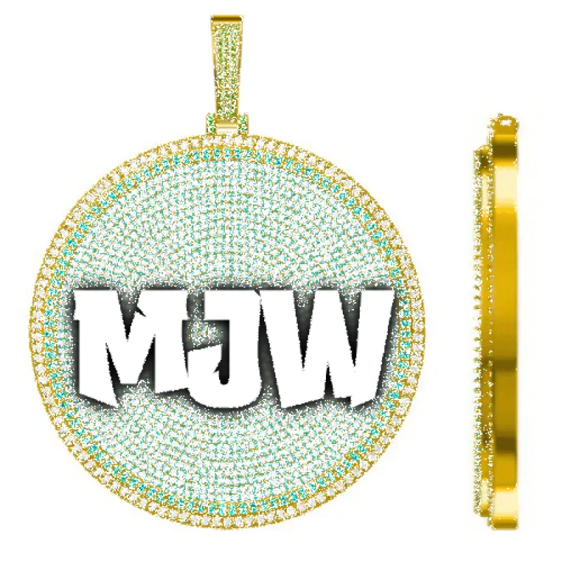 CUSTOM LETTER NECKLACE 3D BIG DISC sold by The GUU Shop