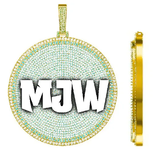 CUSTOM LETTER NECKLACE 3D BIG DISC sold by The GUU Shop