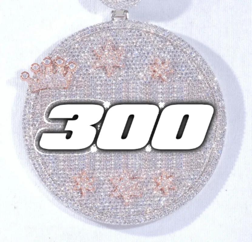 CUSTOM LETTER NECKLACE 3D BIG CROWN DISC sold by The GUU Shop